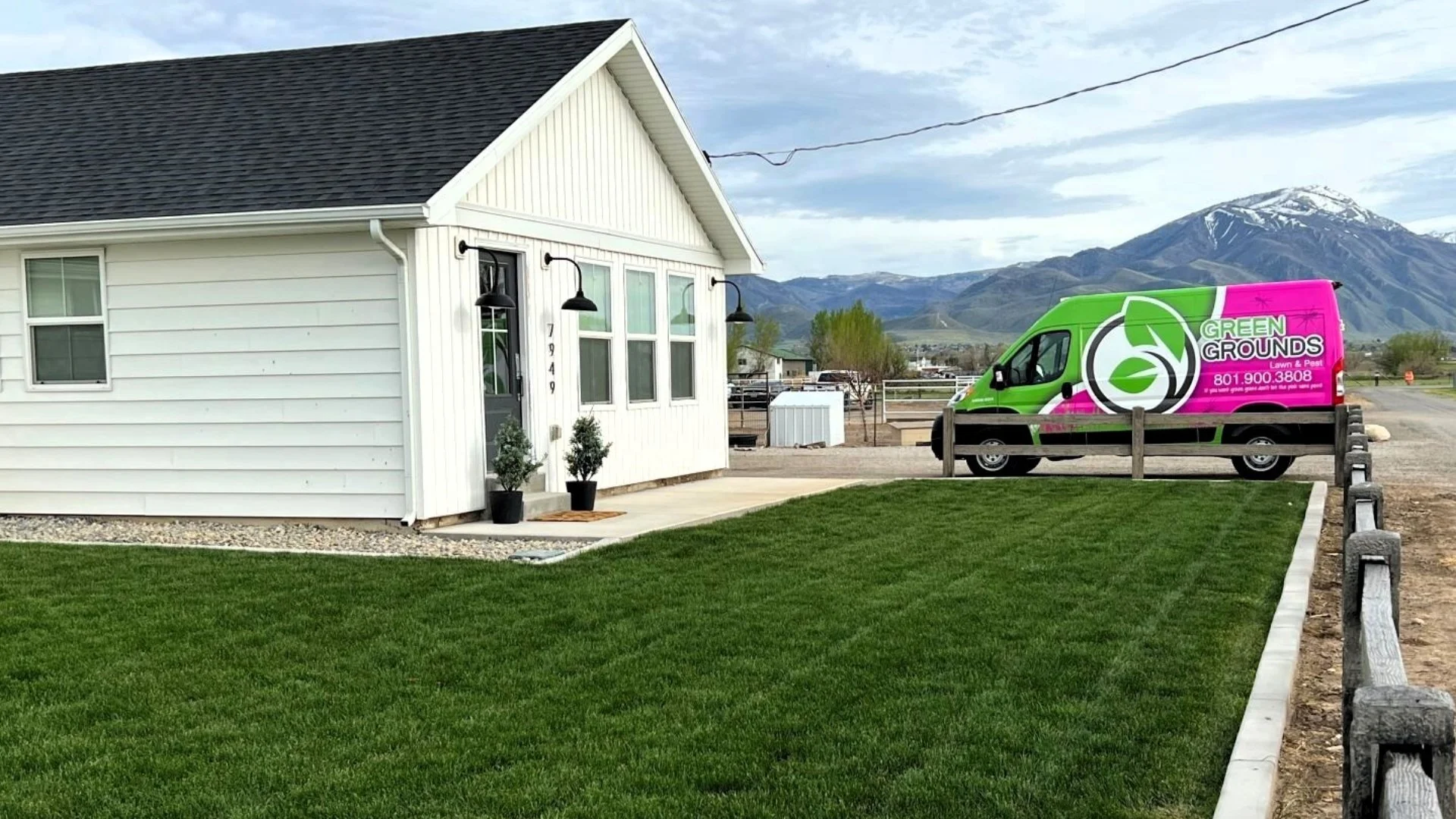 Company car in front of a customer's home in Midway, UT.
